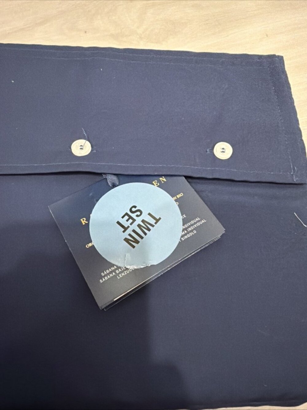 Ralph Lauren Polo Navy Blue Twin Fitted Sheet Percale Cotton New
